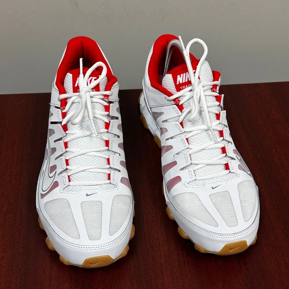 Nike Reax 8 TR Mesh Training Shoes Mens 12 White Wolf Gym Athletic Sport NEW